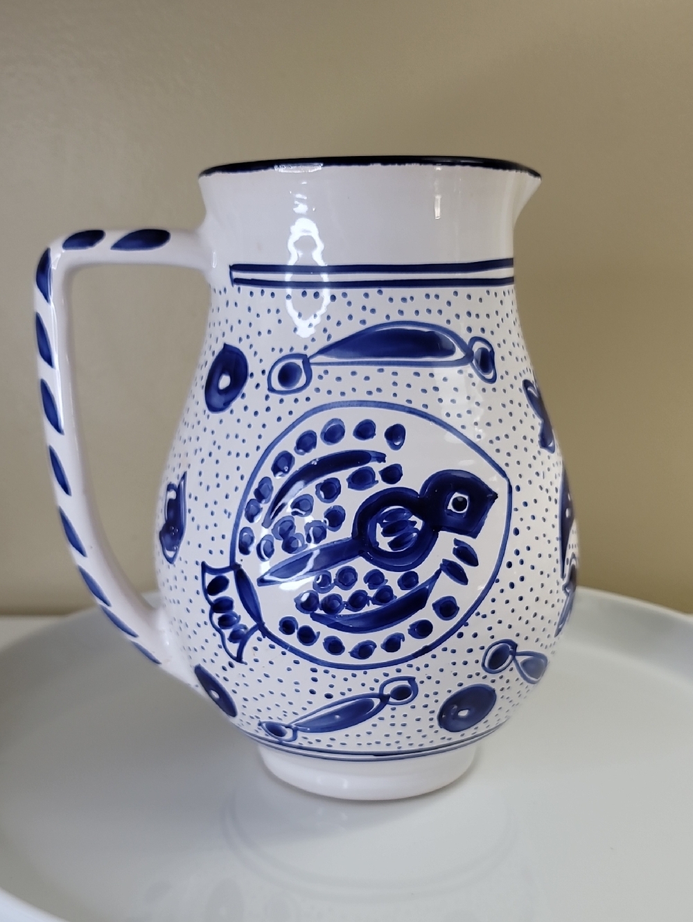 Vintage Handcrafted & Painted Ceramic Pitcher